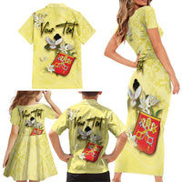 Personalized Vatican City Family Matching Short Sleeve Bodycon Dress and Hawaiian Shirt Coat Of Arms With Dove Bird - Wonder Print Shop