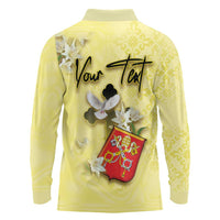 Personalized Vatican City Long Sleeve Polo Shirt Coat Of Arms With Dove Bird - Wonder Print Shop