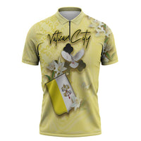 Personalized Vatican City Zipper Polo Shirt Coat Of Arms With Dove Bird - Wonder Print Shop