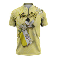 Personalized Vatican City Zipper Polo Shirt Coat Of Arms With Dove Bird - Wonder Print Shop