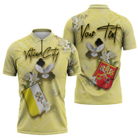 Personalized Vatican City Zipper Polo Shirt Coat Of Arms With Dove Bird - Wonder Print Shop
