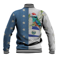 El Salvador Torogoz Christmas Baseball Jacket With Wool Effect Patterns - Wonder Print Shop