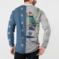 El Salvador Torogoz Christmas Button Sweatshirt With Wool Effect Patterns - Wonder Print Shop