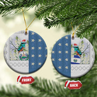 El Salvador Torogoz Christmas Ceramic Ornament With Wool Effect Patterns - Wonder Print Shop