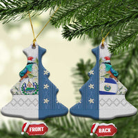 El Salvador Torogoz Christmas Ceramic Ornament With Wool Effect Patterns - Wonder Print Shop