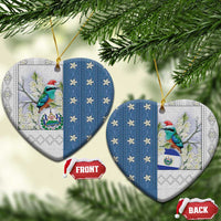 El Salvador Torogoz Christmas Ceramic Ornament With Wool Effect Patterns - Wonder Print Shop