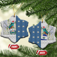 El Salvador Torogoz Christmas Ceramic Ornament With Wool Effect Patterns - Wonder Print Shop