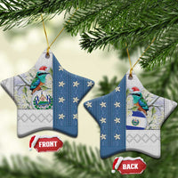 El Salvador Torogoz Christmas Ceramic Ornament With Wool Effect Patterns - Wonder Print Shop