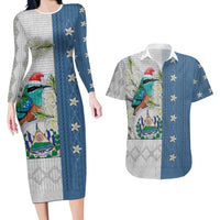 El Salvador Torogoz Christmas Couples Matching Long Sleeve Bodycon Dress and Hawaiian Shirt With Wool Effect Patterns - Wonder Print Shop