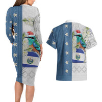 El Salvador Torogoz Christmas Couples Matching Long Sleeve Bodycon Dress and Hawaiian Shirt With Wool Effect Patterns - Wonder Print Shop