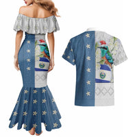 El Salvador Torogoz Christmas Couples Matching Mermaid Dress and Hawaiian Shirt With Wool Effect Patterns - Wonder Print Shop