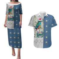 El Salvador Torogoz Christmas Couples Matching Puletasi and Hawaiian Shirt With Wool Effect Patterns - Wonder Print Shop