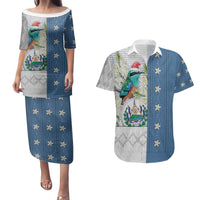 El Salvador Torogoz Christmas Couples Matching Puletasi and Hawaiian Shirt With Wool Effect Patterns - Wonder Print Shop