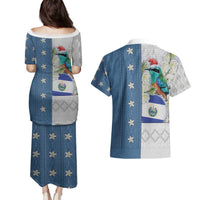 El Salvador Torogoz Christmas Couples Matching Puletasi and Hawaiian Shirt With Wool Effect Patterns - Wonder Print Shop