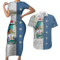 El Salvador Torogoz Christmas Couples Matching Short Sleeve Bodycon Dress and Hawaiian Shirt With Wool Effect Patterns - Wonder Print Shop