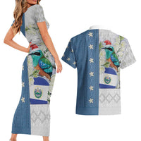 El Salvador Torogoz Christmas Couples Matching Short Sleeve Bodycon Dress and Hawaiian Shirt With Wool Effect Patterns - Wonder Print Shop