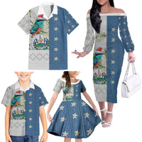 El Salvador Torogoz Christmas Family Matching Off The Shoulder Long Sleeve Dress and Hawaiian Shirt With Wool Effect Patterns - Wonder Print Shop