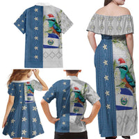El Salvador Torogoz Christmas Family Matching Off Shoulder Maxi Dress and Hawaiian Shirt With Wool Effect Patterns - Wonder Print Shop