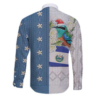 El Salvador Torogoz Christmas Family Matching Off Shoulder Maxi Dress and Hawaiian Shirt With Wool Effect Patterns - Wonder Print Shop