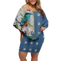 El Salvador Torogoz Christmas Family Matching Off Shoulder Short Dress and Hawaiian Shirt With Wool Effect Patterns - Wonder Print Shop