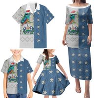 El Salvador Torogoz Christmas Family Matching Puletasi and Hawaiian Shirt With Wool Effect Patterns - Wonder Print Shop