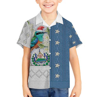 El Salvador Torogoz Christmas Family Matching Short Sleeve Bodycon Dress and Hawaiian Shirt With Wool Effect Patterns - Wonder Print Shop