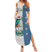 El Salvador Torogoz Christmas Family Matching Summer Maxi Dress and Hawaiian Shirt With Wool Effect Patterns - Wonder Print Shop