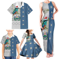 El Salvador Torogoz Christmas Family Matching Tank Maxi Dress and Hawaiian Shirt With Wool Effect Patterns - Wonder Print Shop