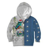 El Salvador Torogoz Christmas Kid Hoodie With Wool Effect Patterns - Wonder Print Shop