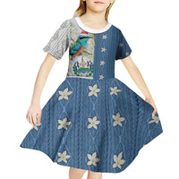 El Salvador Torogoz Christmas Kid Short Sleeve Dress With Wool Effect Patterns - Wonder Print Shop