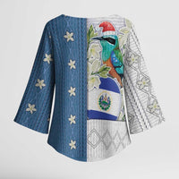El Salvador Torogoz Christmas Kimono Sleeve Blouse With Wool Effect Patterns - Wonder Print Shop