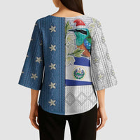 El Salvador Torogoz Christmas Kimono Sleeve Blouse With Wool Effect Patterns - Wonder Print Shop