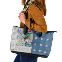 El Salvador Torogoz Christmas Leather Tote Bag With Wool Effect Patterns - Wonder Print Shop