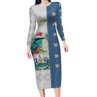El Salvador Torogoz Christmas Long Sleeve Bodycon Dress With Wool Effect Patterns - Wonder Print Shop