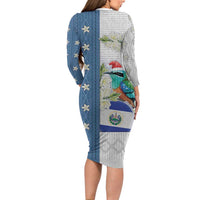 El Salvador Torogoz Christmas Long Sleeve Bodycon Dress With Wool Effect Patterns - Wonder Print Shop