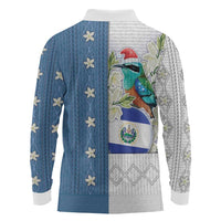 El Salvador Torogoz Christmas Long Sleeve Polo Shirt With Wool Effect Patterns - Wonder Print Shop