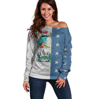 El Salvador Torogoz Christmas Off Shoulder Sweater With Wool Effect Patterns - Wonder Print Shop