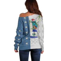 El Salvador Torogoz Christmas Off Shoulder Sweater With Wool Effect Patterns - Wonder Print Shop