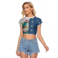 El Salvador Torogoz Christmas Raglan Cropped T Shirt With Wool Effect Patterns - Wonder Print Shop