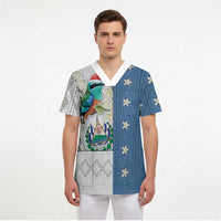 El Salvador Torogoz Christmas Scrub Top With Wool Effect Patterns - Wonder Print Shop