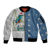 El Salvador Torogoz Christmas Sleeve Zip Bomber Jacket With Wool Effect Patterns - Wonder Print Shop
