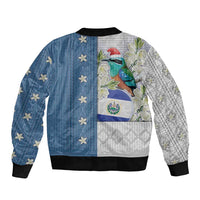 El Salvador Torogoz Christmas Sleeve Zip Bomber Jacket With Wool Effect Patterns - Wonder Print Shop