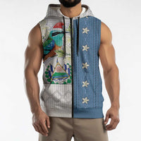 El Salvador Torogoz Christmas Sleeveless Zip Hoodie With Wool Effect Patterns - Wonder Print Shop