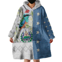 El Salvador Torogoz Christmas Wearable Blanket Hoodie With Wool Effect Patterns - Wonder Print Shop