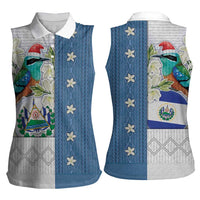 El Salvador Torogoz Christmas Women Sleeveless Polo Shirt With Wool Effect Patterns - Wonder Print Shop