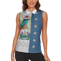 El Salvador Torogoz Christmas Women Sleeveless Polo Shirt With Wool Effect Patterns - Wonder Print Shop