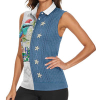 El Salvador Torogoz Christmas Women Sleeveless Polo Shirt With Wool Effect Patterns - Wonder Print Shop