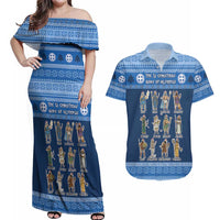 Greece Christmas Couples Matching Off Shoulder Maxi Dress and Hawaiian Shirt The Twelve Gods Of Olympus - Wonder Print Shop