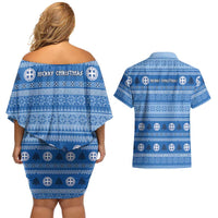 Greece Christmas Couples Matching Off Shoulder Short Dress and Hawaiian Shirt The Twelve Gods Of Olympus - Wonder Print Shop