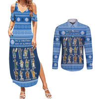 Greece Christmas Couples Matching Summer Maxi Dress and Long Sleeve Button Shirt The Twelve Gods Of Olympus - Wonder Print Shop